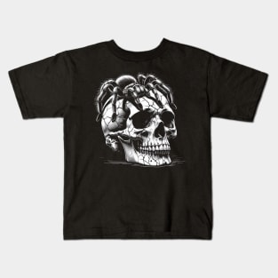 Skull With A Tarantula Kids T-Shirt